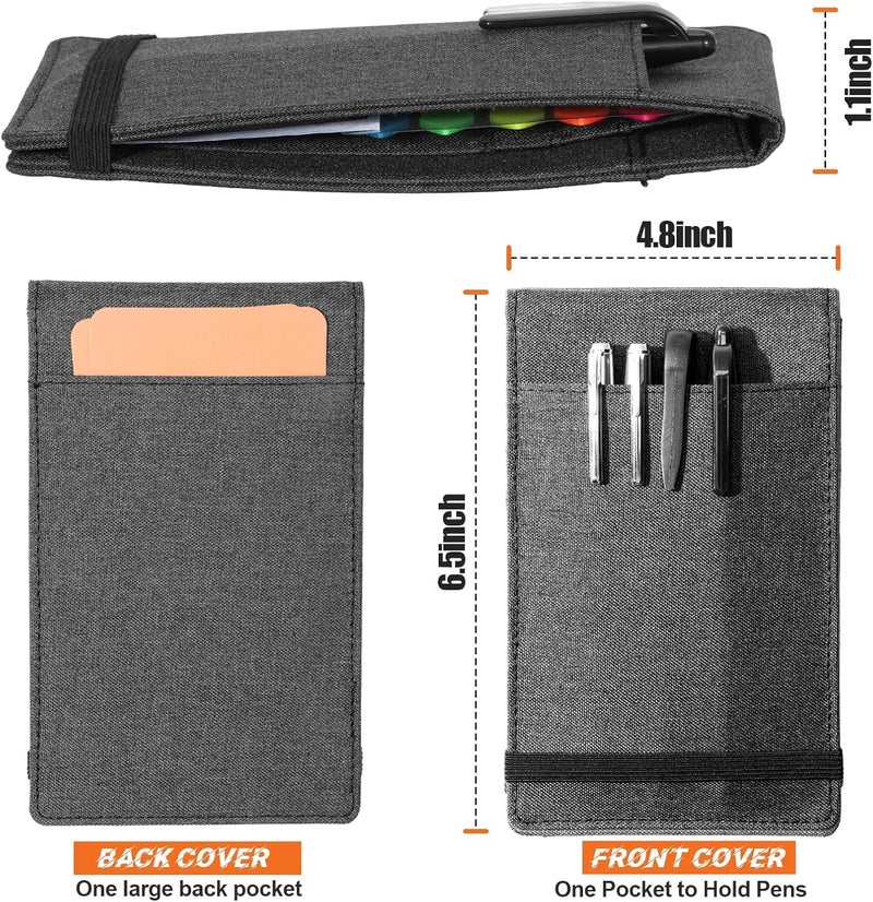Plinyvel Notebook Cover for Rocketbook Mini & Field Notes Top Spiral (3.5"x5.5") - Durable Waterproof Case with Pen Holder & Card Slot, Power User Productivity Kit (Black) - Image 2